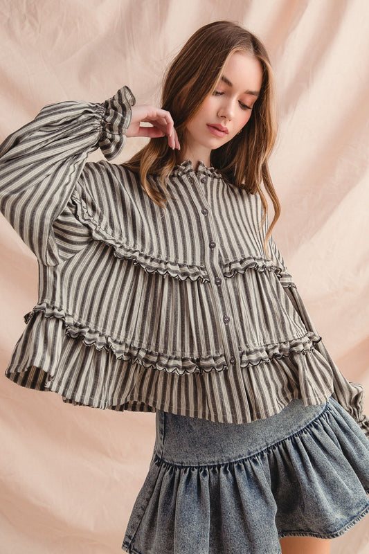 Variegated Stripe Reversible Flowy Boho Top